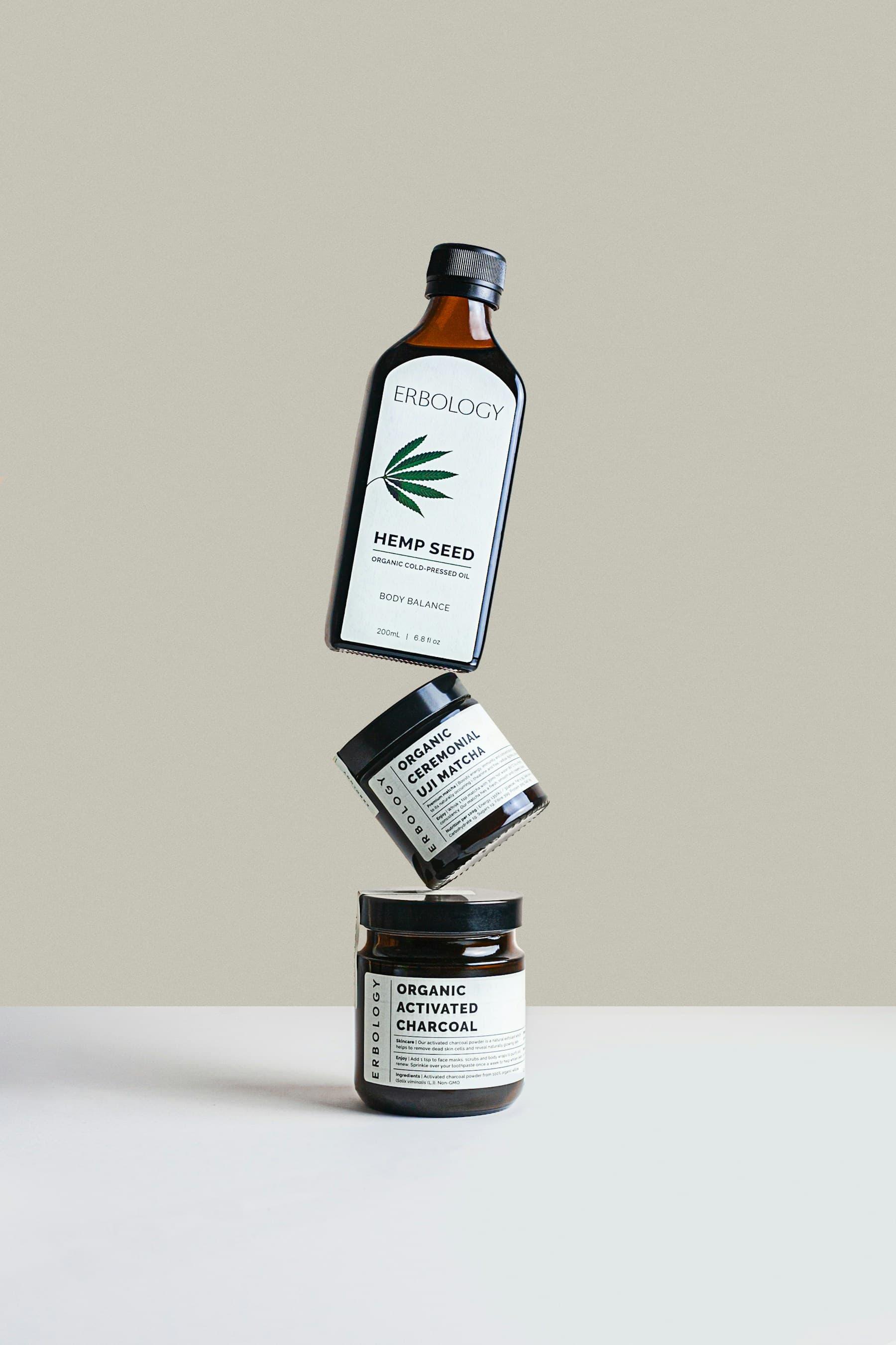 Skincare still life with sculptural cosmetic packaging